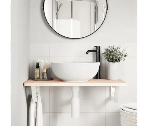 Izlietnes Plaukts, Stiprināms Pie Sienas, Tērauds, Ozola Koks Vidaxl