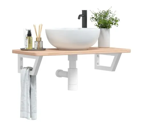 Izlietnes Plaukts, Stiprināms Pie Sienas, Tērauds, Ozola Koks Vidaxl