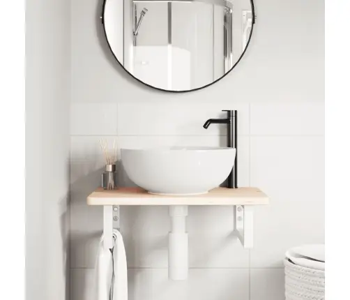 Izlietnes Plaukts, Stiprināms Pie Sienas, Tērauds, Ozola Koks Vidaxl