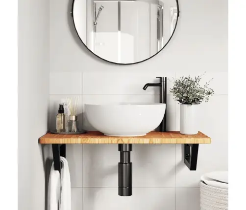 Izlietnes Plaukts, Stiprināms Pie Sienas, Tērauds, Ozola Koks Vidaxl