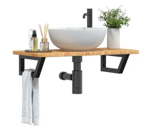 Izlietnes Plaukts, Stiprināms Pie Sienas, Tērauds, Ozola Koks Vidaxl