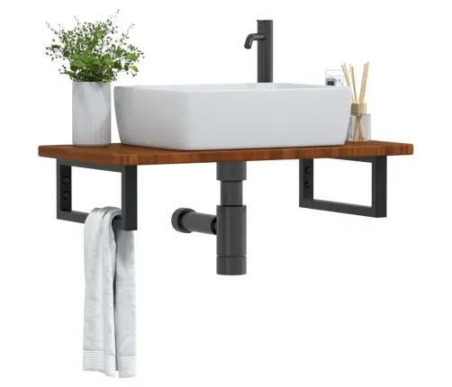 Izlietnes Plaukts, Stiprināms Pie Sienas, Tērauds, Ozola Koks Vidaxl