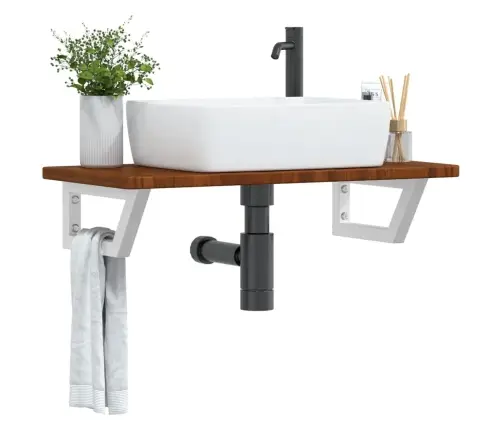 Izlietnes Plaukts, Stiprināms Pie Sienas, Tērauds, Ozola Koks Vidaxl