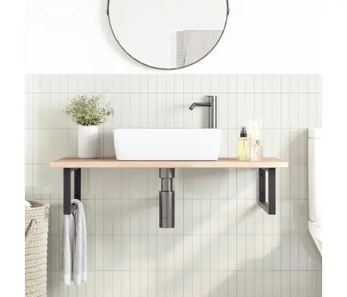 Izlietnes Plaukts, Stiprināms Pie Sienas, Tērauds, Ozola Koks Vidaxl