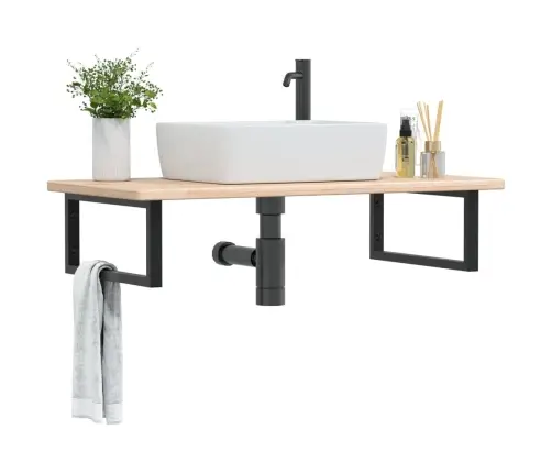 Izlietnes Plaukts, Stiprināms Pie Sienas, Tērauds, Ozola Koks Vidaxl