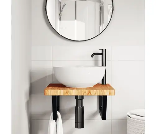 Izlietnes Plaukts, Stiprināms Pie Sienas, Tērauds, Ozola Koks Vidaxl