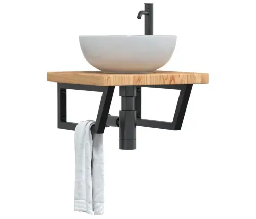 Izlietnes Plaukts, Stiprināms Pie Sienas, Tērauds, Ozola Koks Vidaxl