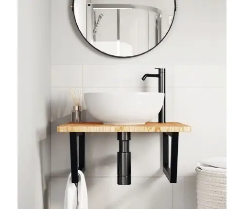 Izlietnes Plaukts, Stiprināms Pie Sienas, Tērauds, Ozola Koks Vidaxl