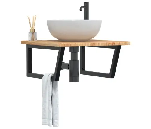 Izlietnes Plaukts, Stiprināms Pie Sienas, Tērauds, Ozola Koks Vidaxl