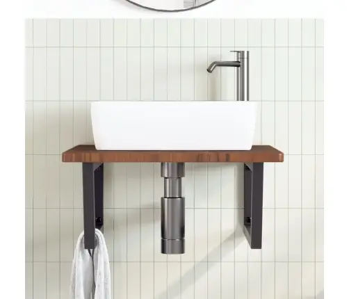 Izlietnes Plaukts, Stiprināms Pie Sienas, Tērauds, Ozola Koks Vidaxl