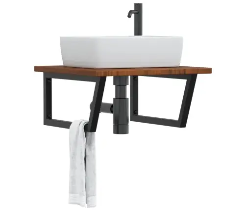 Izlietnes Plaukts, Stiprināms Pie Sienas, Tērauds, Ozola Koks Vidaxl