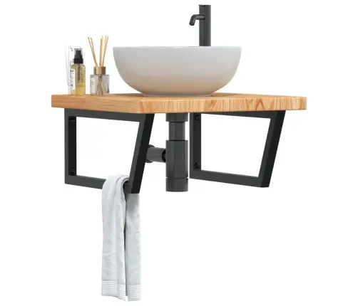 Izlietnes Plaukts, Stiprināms Pie Sienas, Tērauds, Ozola Koks Vidaxl