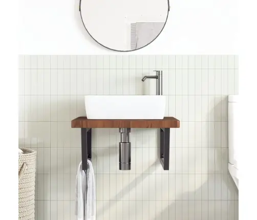 Izlietnes Plaukts, Stiprināms Pie Sienas, Tērauds, Ozola Koks Vidaxl