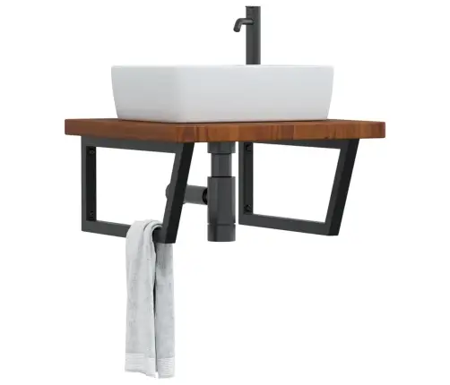 Izlietnes Plaukts, Stiprināms Pie Sienas, Tērauds, Ozola Koks Vidaxl