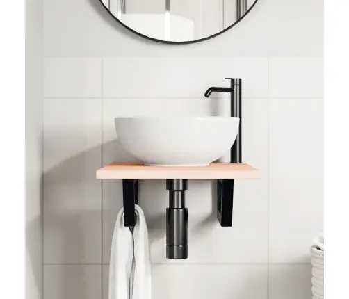 Izlietnes Plaukts, Stiprināms Pie Sienas, Tērauds, Ozola Koks Vidaxl