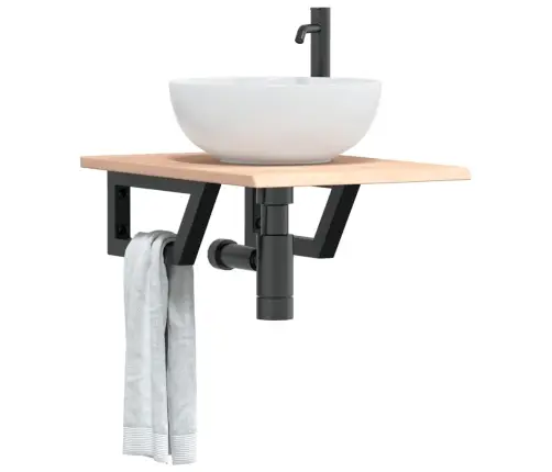 Izlietnes Plaukts, Stiprināms Pie Sienas, Tērauds, Ozola Koks Vidaxl