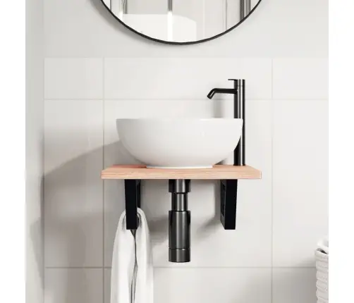 Izlietnes Plaukts, Stiprināms Pie Sienas, Tērauds, Ozola Koks Vidaxl