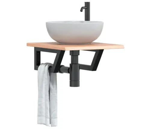 Izlietnes Plaukts, Stiprināms Pie Sienas, Tērauds, Ozola Koks Vidaxl