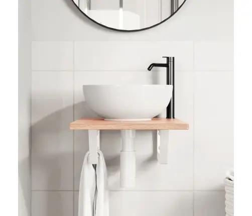 Izlietnes Plaukts, Stiprināms Pie Sienas, Tērauds, Ozola Koks Vidaxl