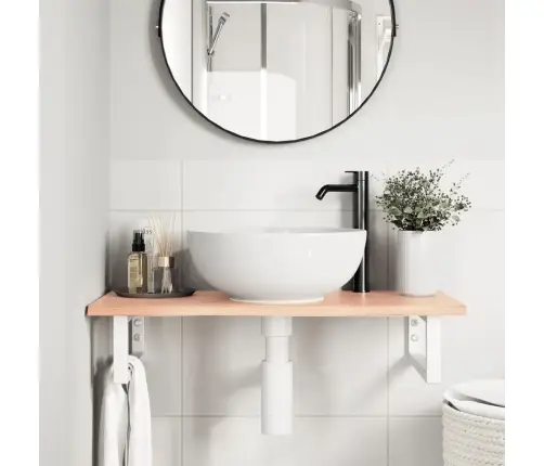 Izlietnes Plaukts, Stiprināms Pie Sienas, Tērauds, Ozola Koks Vidaxl