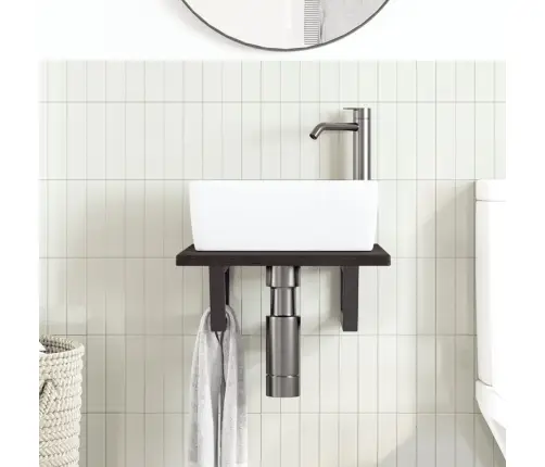 Izlietnes Plaukts, Stiprināms Pie Sienas, Tērauds, Ozola Koks Vidaxl