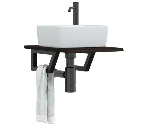 Izlietnes Plaukts, Stiprināms Pie Sienas, Tērauds, Ozola Koks Vidaxl