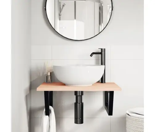 Izlietnes Plaukts, Stiprināms Pie Sienas, Tērauds, Ozola Koks Vidaxl