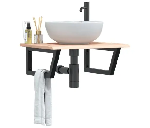 Izlietnes Plaukts, Stiprināms Pie Sienas, Tērauds, Ozola Koks Vidaxl