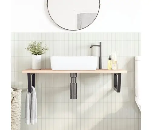 Izlietnes Plaukts, Stiprināms Pie Sienas, Tērauds, Ozola Koks Vidaxl