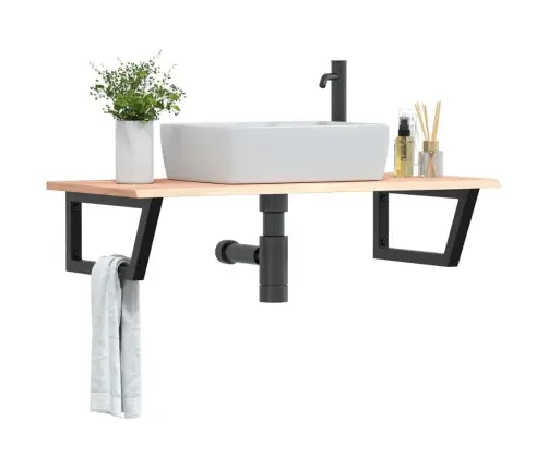 Izlietnes Plaukts, Stiprināms Pie Sienas, Tērauds, Ozola Koks Vidaxl