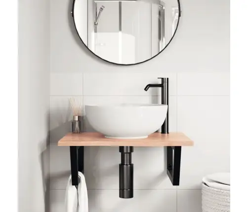 Izlietnes Plaukts, Stiprināms Pie Sienas, Tērauds, Ozola Koks Vidaxl