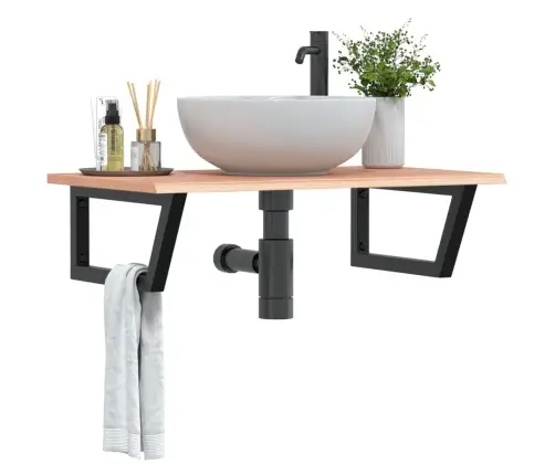 Izlietnes Plaukts, Stiprināms Pie Sienas, Tērauds, Ozola Koks Vidaxl