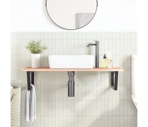 Izlietnes Plaukts, Stiprināms Pie Sienas, Tērauds, Ozola Koks Vidaxl