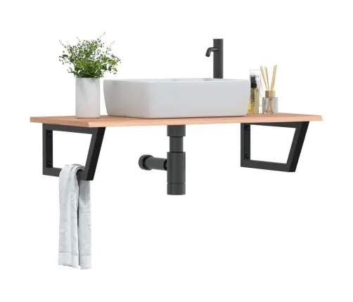 Izlietnes Plaukts, Stiprināms Pie Sienas, Tērauds, Ozola Koks Vidaxl