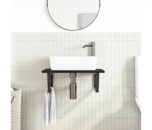 Izlietnes Plaukts, Stiprināms Pie Sienas, Tērauds, Ozola Koks Vidaxl