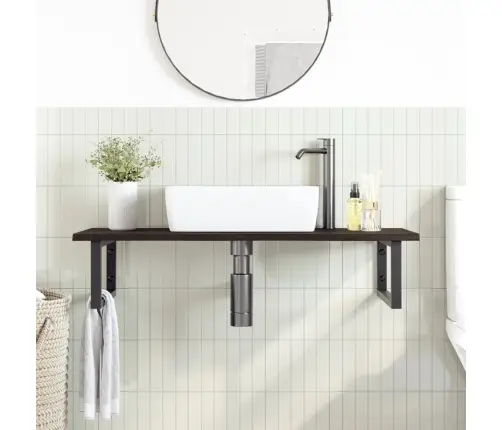 Izlietnes Plaukts, Stiprināms Pie Sienas, Tērauds, Ozola Koks Vidaxl