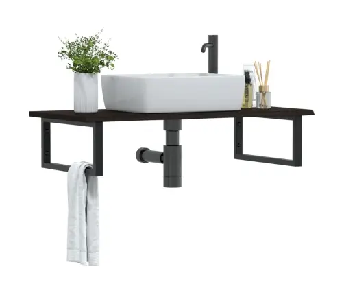 Izlietnes Plaukts, Stiprināms Pie Sienas, Tērauds, Ozola Koks Vidaxl