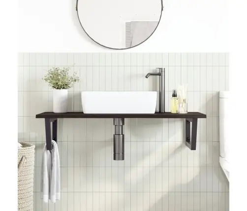 Izlietnes Plaukts, Stiprināms Pie Sienas, Tērauds, Ozola Koks Vidaxl