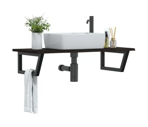 Izlietnes Plaukts, Stiprināms Pie Sienas, Tērauds, Ozola Koks Vidaxl