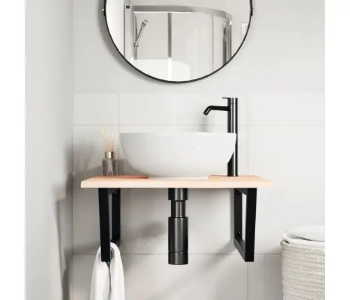 Izlietnes Plaukts, Stiprināms Pie Sienas, Tērauds, Ozola Koks Vidaxl