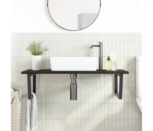 Izlietnes Plaukts, Stiprināms Pie Sienas, Tērauds, Ozola Koks Vidaxl