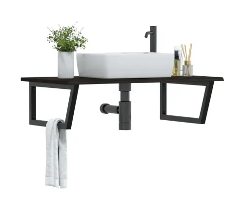 Izlietnes Plaukts, Stiprināms Pie Sienas, Tērauds, Ozola Koks Vidaxl