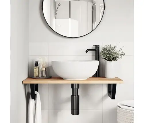 Izlietnes Plaukts, Stiprināms Pie Sienas, Tērauds, Akācija Vidaxl