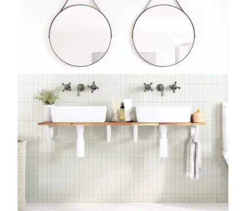 Izlietnes Plaukts, Stiprināms Pie Sienas, Tērauds, Akācija Vidaxl