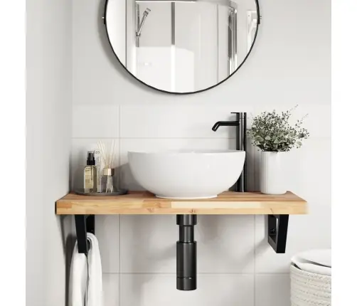 Izlietnes Plaukts, Stiprināms Pie Sienas, Tērauds, Akācija Vidaxl