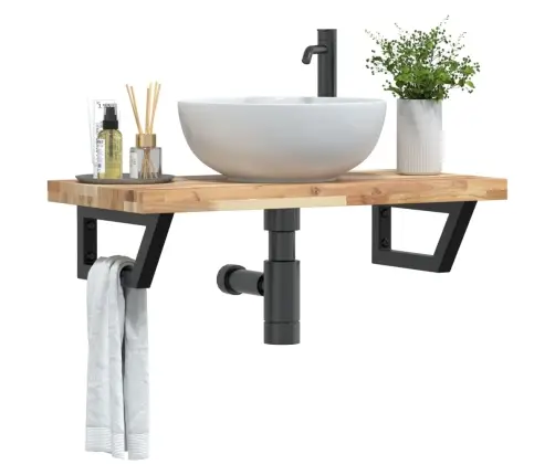 Izlietnes Plaukts, Stiprināms Pie Sienas, Tērauds, Akācija Vidaxl