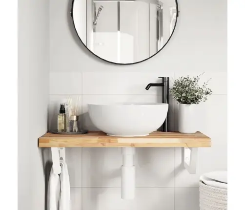 Izlietnes Plaukts, Stiprināms Pie Sienas, Tērauds, Akācija Vidaxl