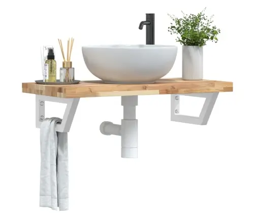 Izlietnes Plaukts, Stiprināms Pie Sienas, Tērauds, Akācija Vidaxl