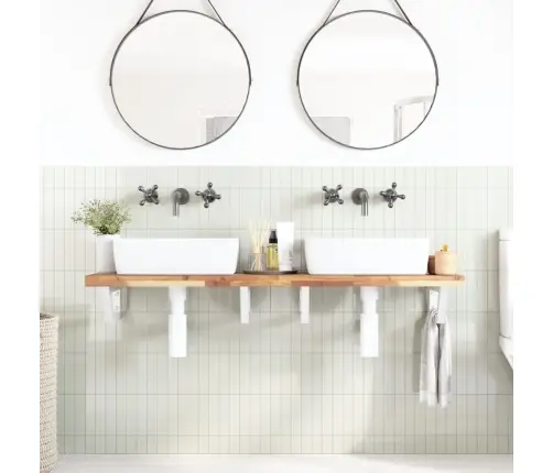 Izlietnes Plaukts, Stiprināms Pie Sienas, Tērauds, Akācija Vidaxl