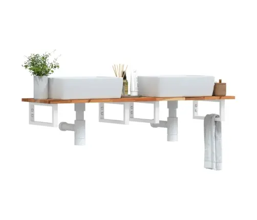 Izlietnes Plaukts, Stiprināms Pie Sienas, Tērauds, Akācija Vidaxl